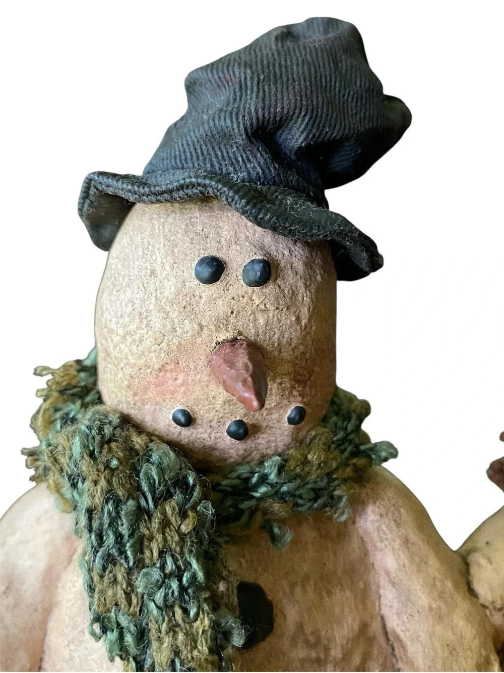 Rustic Holiday Decor Primitive Folk Art Snowman Couple Knit Hat Scarf Christmas